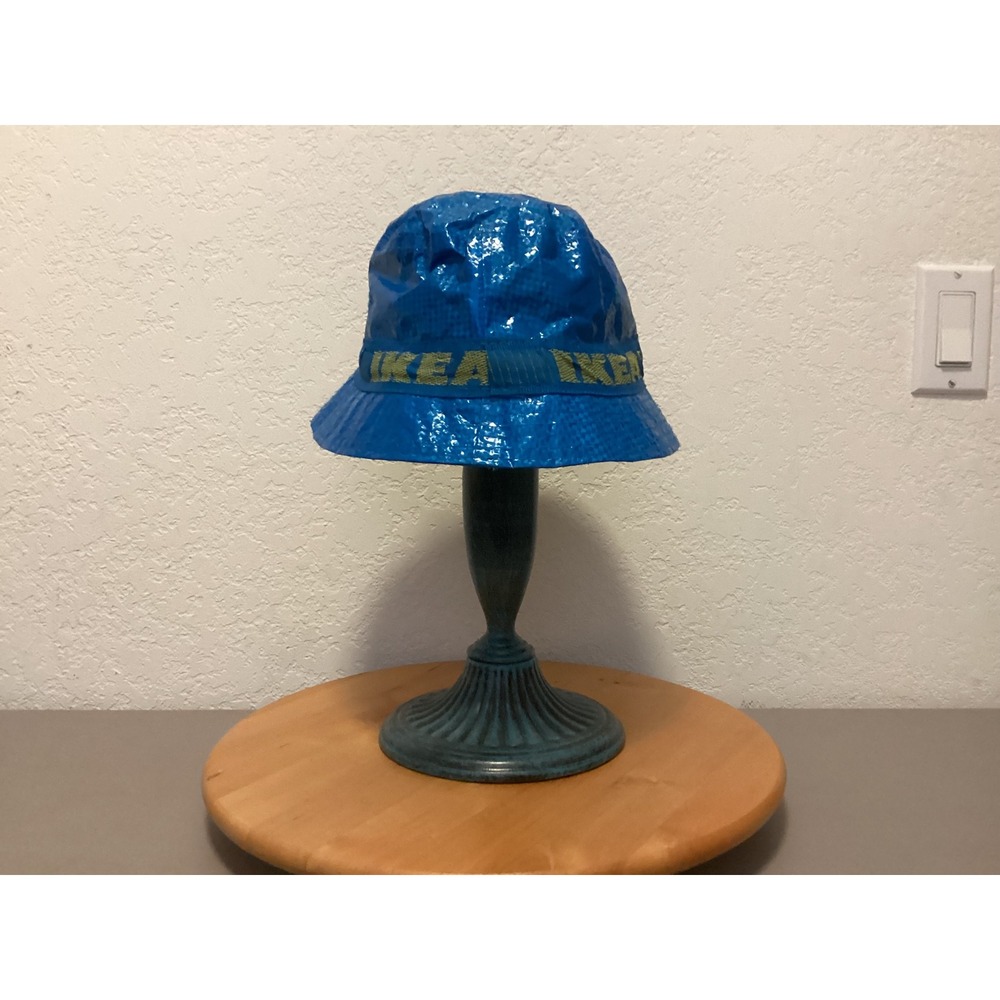 IKEA KNORVA Bucket Hat Unisex OS Blue Yellow FRAKTA Bag Material Streetwear